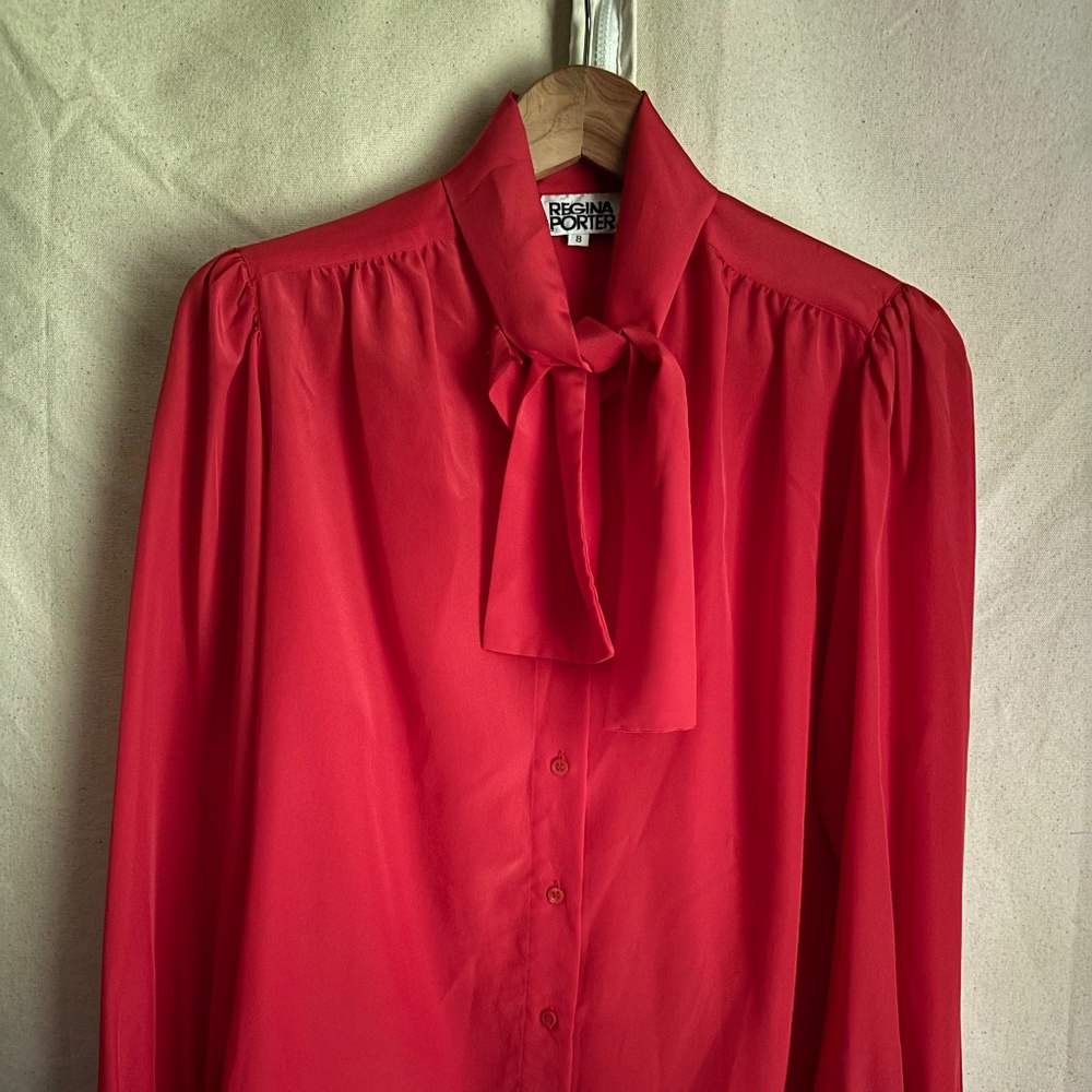 Women's Vintage Regina Portier Shirt Red Button-Down 8